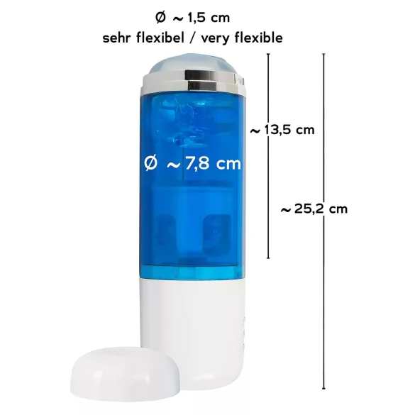 You2Toys - masturbator s rotacijom i potiskivanjem - punjivi - plavo-bijeli