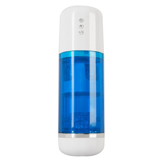 You2Toys - baterijski, rotirajući, vibrirajući masturbator (plavo-bijeli)