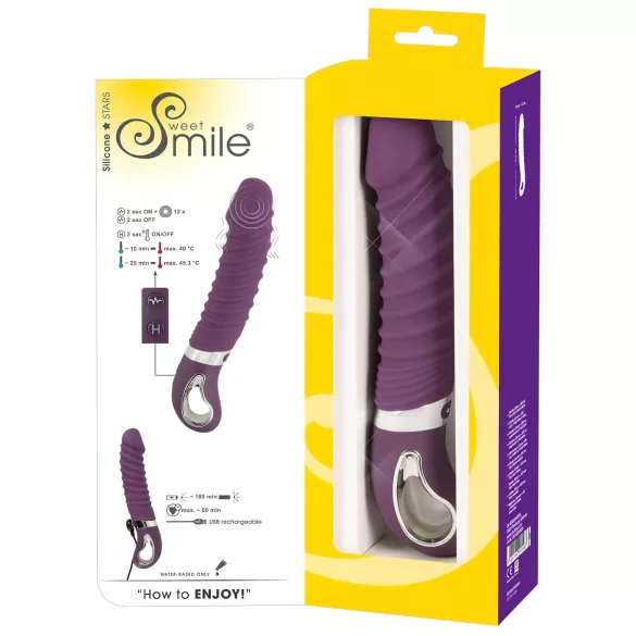 Smile - vibrator na punjenje s grijanjem - silikon ljubičasti
