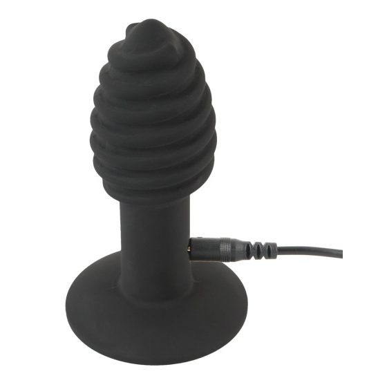 Black Velvet Twist - punjivi, silikonski analni vibrator (crni)
