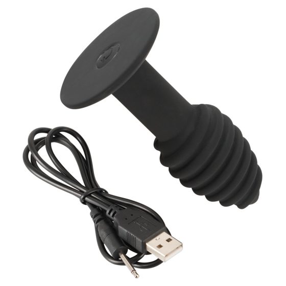Black Velvet Twist - punjivi, silikonski analni vibrator (crni)