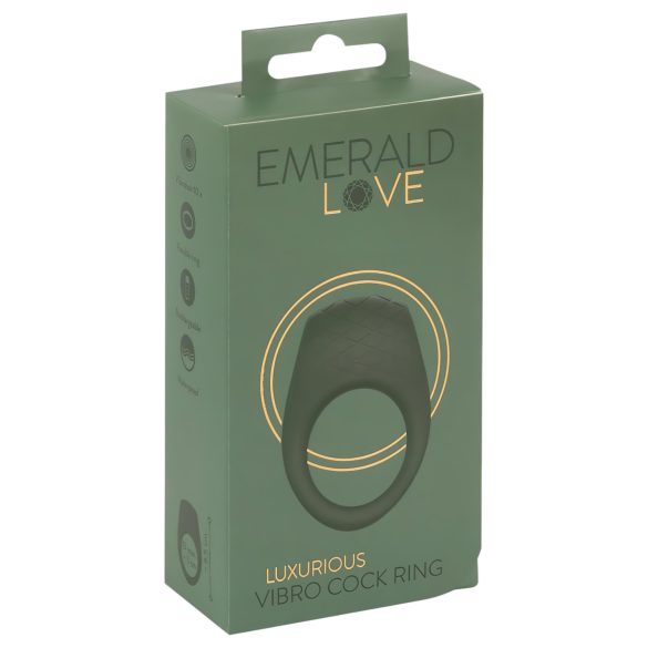 Emerald Love - akumulatorski, vodootporni vibracijski prsten za penis (zeleni)