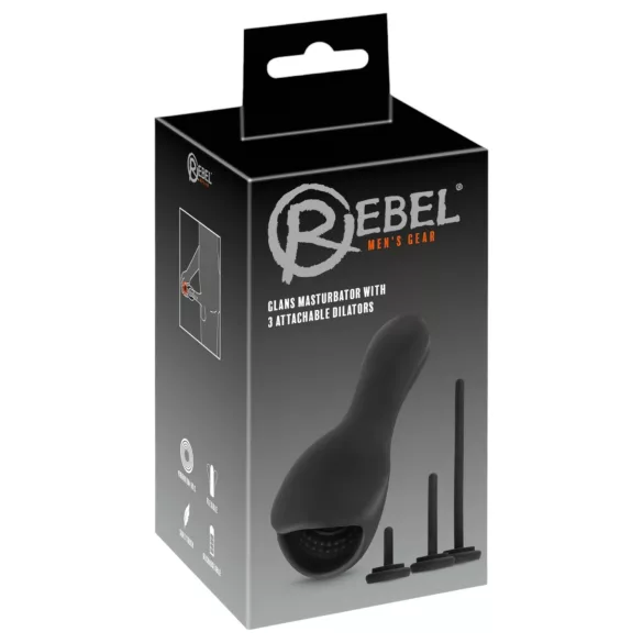 Rebel - vibrator za glavić s dilatorom - crni