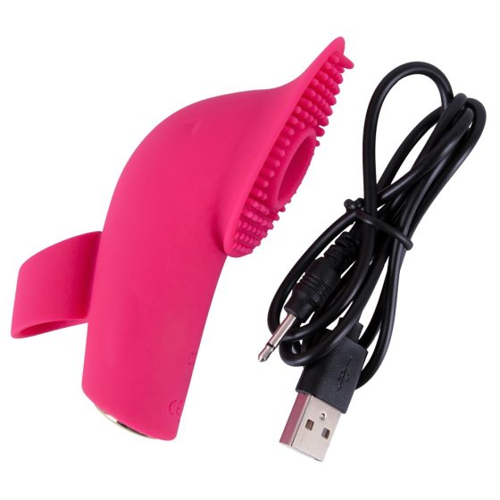 / SMILE Licking - vibrator za prste na baterije, zračni valovi i jezik (ružičasti)