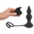 Rebel 2u1 - bežični, radio analni vibrator s prstenom za penis (crni)