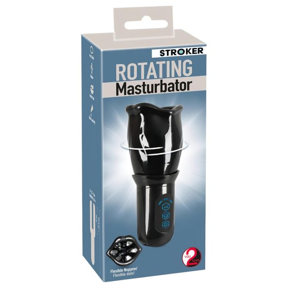 ROTATOR Zaokretni - akumulatorski masturbator s rotirajućim ustima (crni)