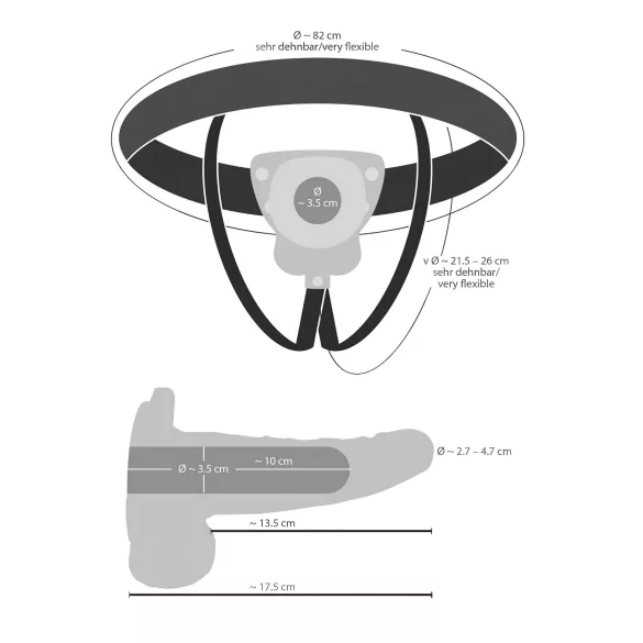 You2Toys - šuplji strap-on vibrator - prirodna boja