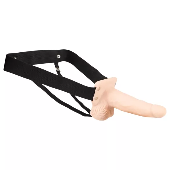 You2Toys - šuplji strap-on vibrator - prirodna boja