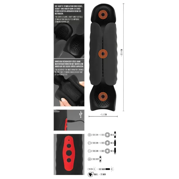 Rebel - vibrator za glavić s 3 motora - crni