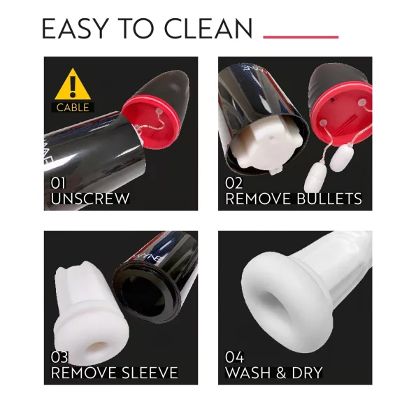 WYNE 02 - masturbator s vibracijom i usisavanjem - crno-bijeli - punjivi