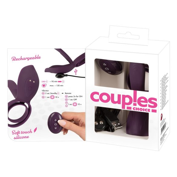 Couples Choice - vibrirajući prsten za penis za parove - bežični, punjivi