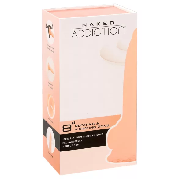 Naked Addiction - rotirajući vibrator - 20 cm - prirodna boja
