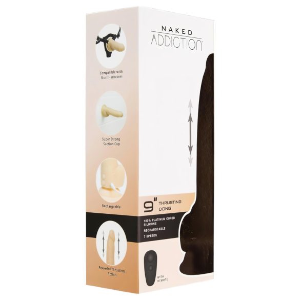 Naked Addiction Thrusting 9 - vibrirajući dildo 23 cm - prirodna boja