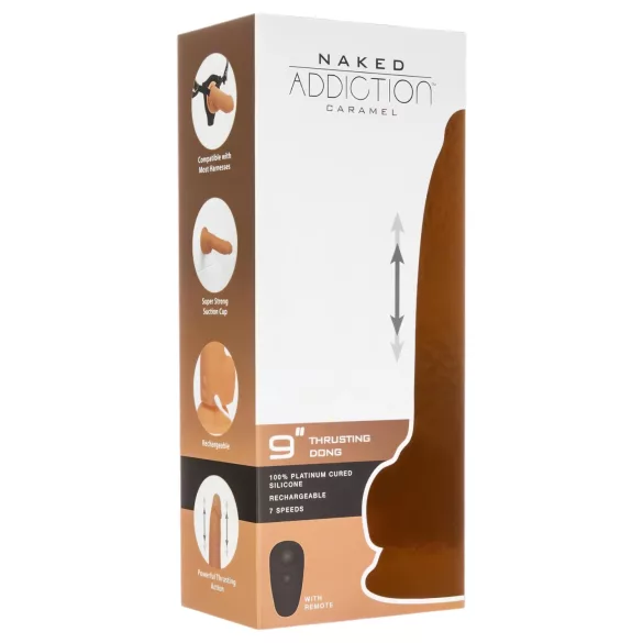 Naked Addiction - Vibrator s funkcijom thrustinga - tamna boja - 23 cm