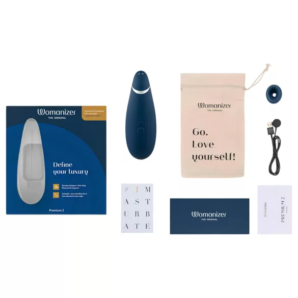 Womanizer Premium 2 - stimulator klitorisa na zračne valove - plava