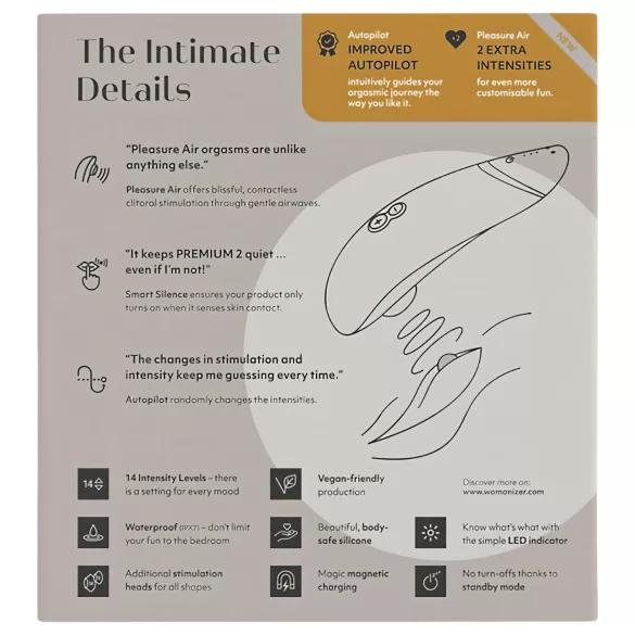 Womanizer Premium 2 - stimulator klitorisa na zračne valove - bijela