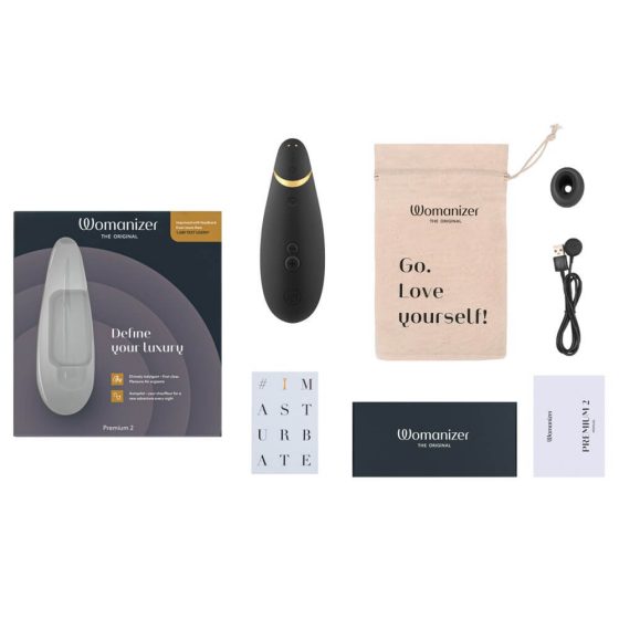 Womanizer Premium 2 - stimulator klitorisa na baterije, zračni val (crni)