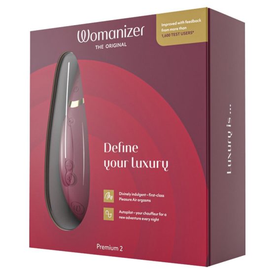 Womanizer Premium 2 - stimulator klitorisa na baterije, zračni valovi (crveni)