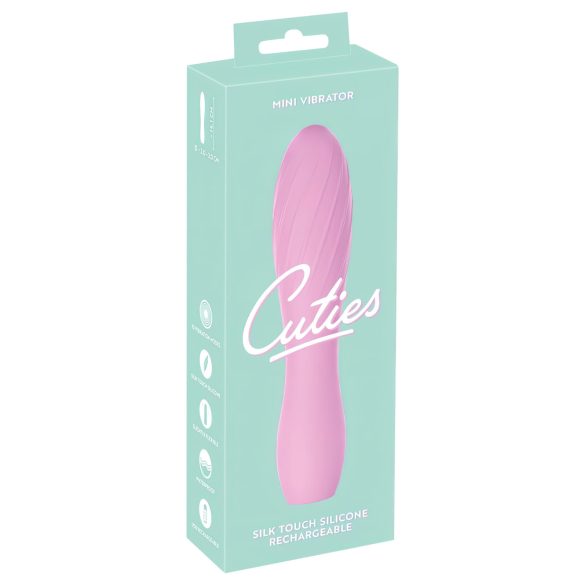 Cuties Mini 3 - ružičasti vodootporni rebrasti vibrator na punjenje