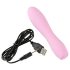 Cuties Mini 3 - ružičasti vodootporni rebrasti vibrator na punjenje