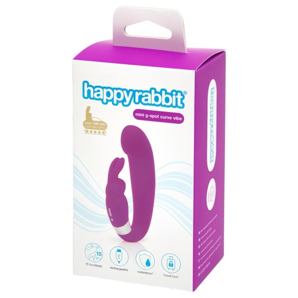 Happyrabbit Mini G - punjivi G-točka vibrator s dodacima za klitoris (ljubičasti)