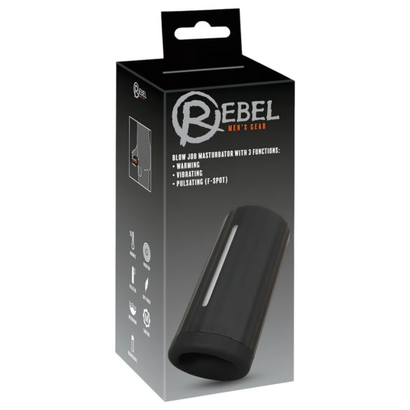 Rebel Blow Job - punjivi, 3-funkcijski masturbator (crni)