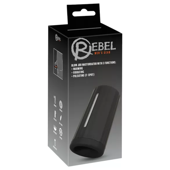 Rebel - muški masturbator s 3 funkcije - crni, punjivi
