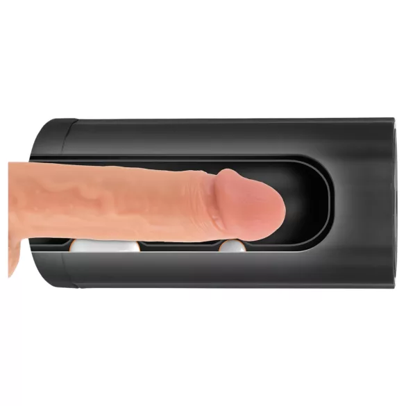 Rebel - muški masturbator s 3 funkcije - crni, punjivi