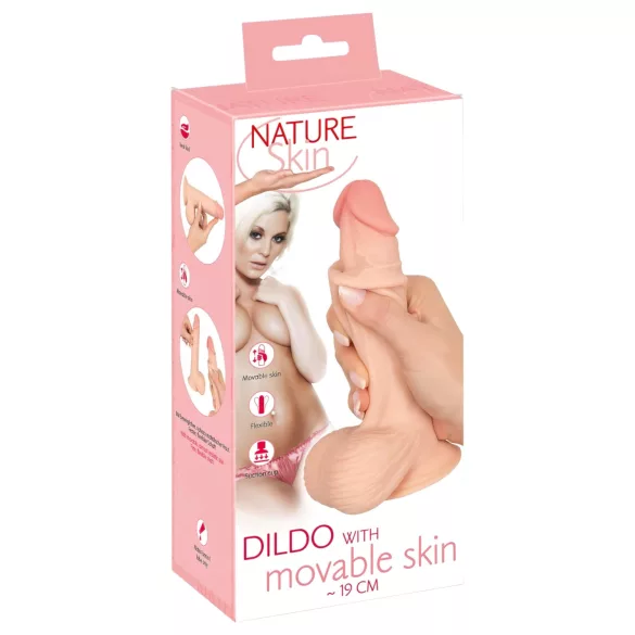 Nature Skin - dildo s kožom - 19 cm (prirodna boja)