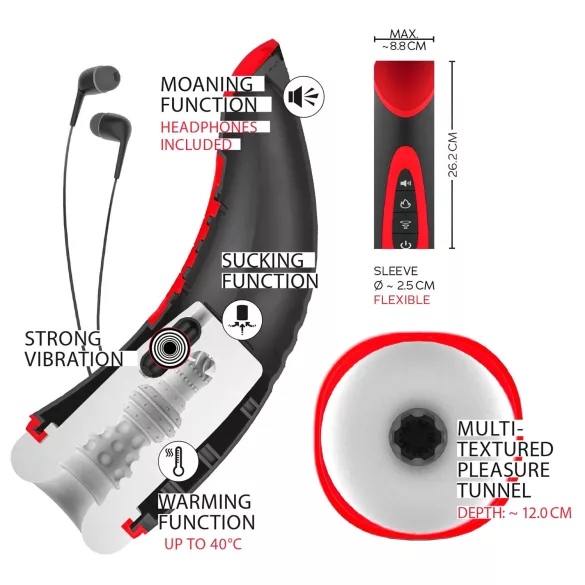 WYNE 03 - masturbator s vibracijom i usisavanjem - punjivi - crni