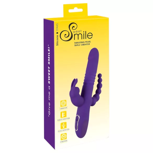 SMILE - vibrator s tri ruke i rotacijom, punjiv - ljubičasti