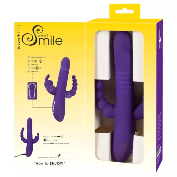 SMILE - vibrator s tri ruke i rotacijom, punjiv - ljubičasti