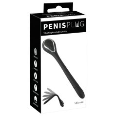   Penis Plug Dilator - puni, vibrirajući dilatator (1,1cm) - crni
