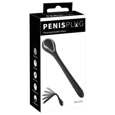   Penis Plug Dilator - akumulatorski, vibrirajući dilator (1 cm, crni)
