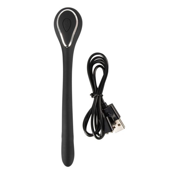 Penis Plug Dilator - uretralni vibrator na punjenje (0,6-1,1 cm) - crni