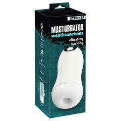 STROKER - punjivi, usisno-vibrirajući masturbator (bijeli)