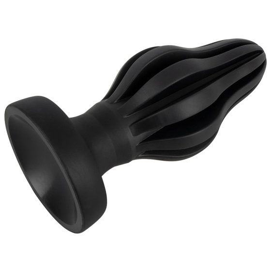 ANOS - super mekani, rebrasti analni dildo - 5cm (crni)