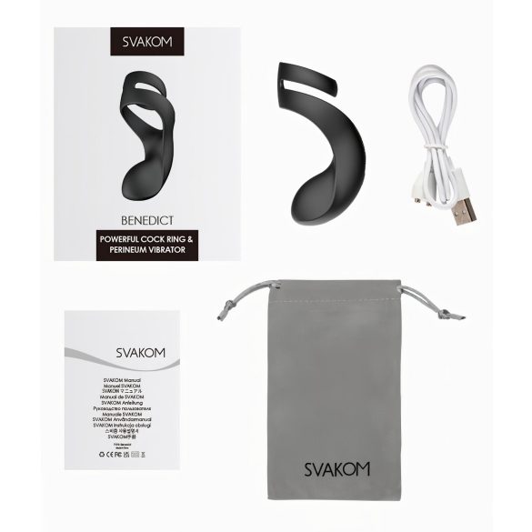 Svakom Benedict - vibratorni penis prsten za stimulaciju međice - silikon crni