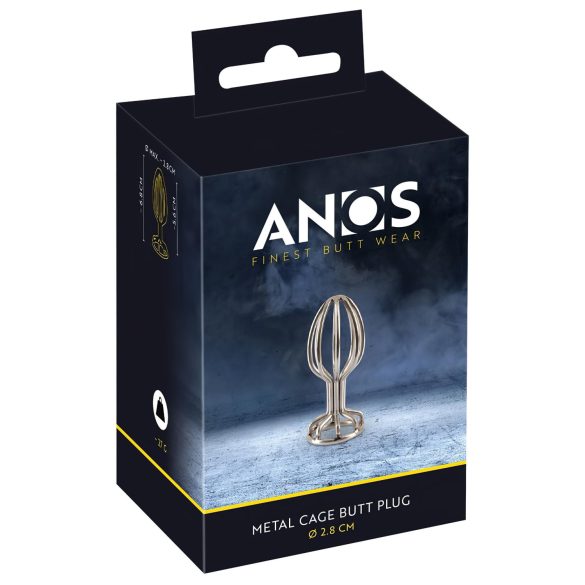 ANOS Metal - čelični analni plug u obliku kaveza (srebrni, 2,8 cm)