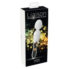   Liaison Wand - punjivi LED vibrator od silikonskog stakla (prozirno-bijeli)