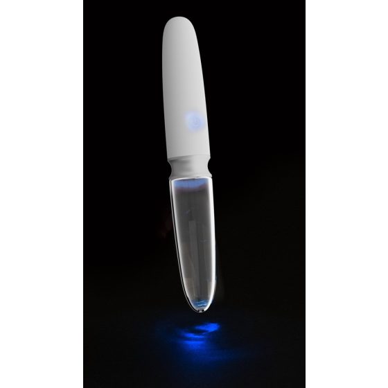 You2Toys Liaison - punjivi LED vibrator od silikonskog stakla (prozirno-bijeli)