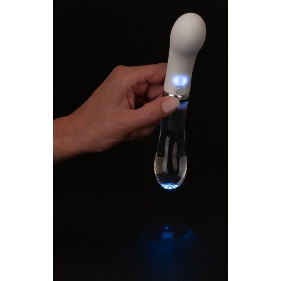 You2toys Liaison - punjivi LED vibrator od silikonskog stakla (prozirno-bijeli)