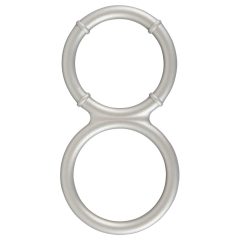   You2Toys - dvostruki silikonski prsten za penis i testise s metalnim efektom (srebrni)