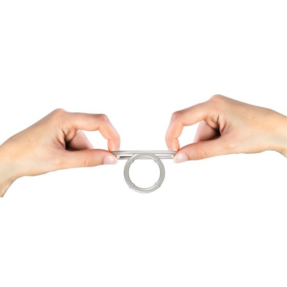You2Toys - dvostruki silikonski prsten za penis i testise s metalnim efektom (srebrni)