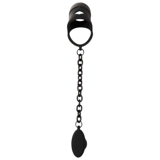 Black Velvet - silikonski kavez za penis s analnim dildom (crni)