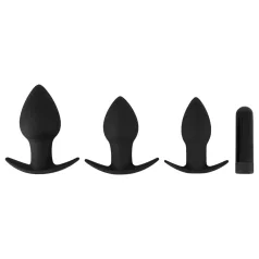   Black Velvets - analni vibrator set na punjenje - 3 dijela - crni