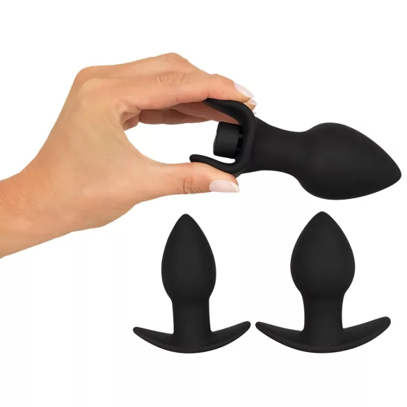 Black Velvets - analni vibrator set na punjenje - 3 dijela - crni