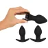Black Velvets - analni vibrator set na punjenje - 3 dijela - crni