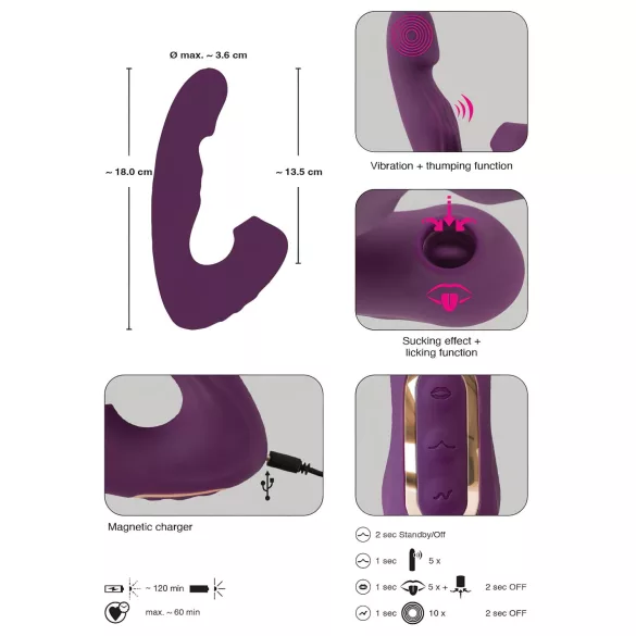 Javida - 4u1 vibrator za klitoralnu stimulaciju (ljubičasti)