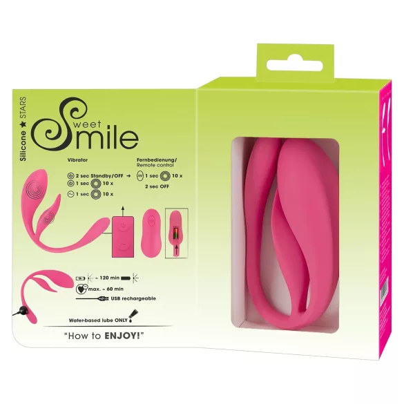 SMILE - prijenosno bežično vibrirajuće jaje s baterijom (roza)